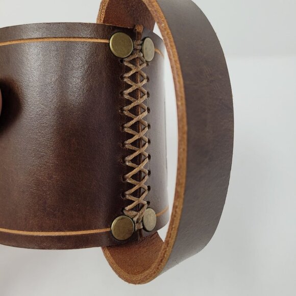 Colored Red Leather Goods Handmade in Colorado leather cup sleeve with handle - Picture 6 of 9